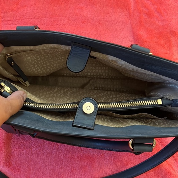 Kate Spade Leather Shoulder & Top Handle Bag - Navy Blue - Picture 11 of 13